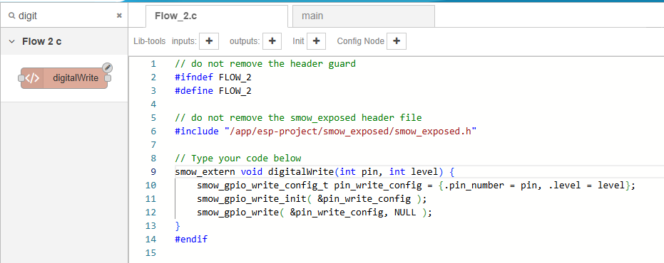 c code digital write code