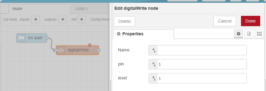c code digital write config