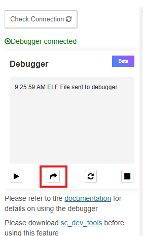 debugger buttons