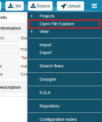 file explorer menu