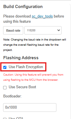 enable flash encryption in ide