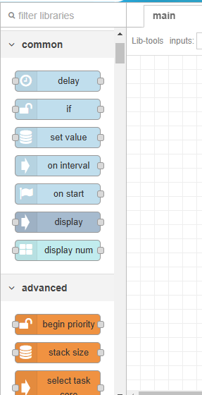 node palette